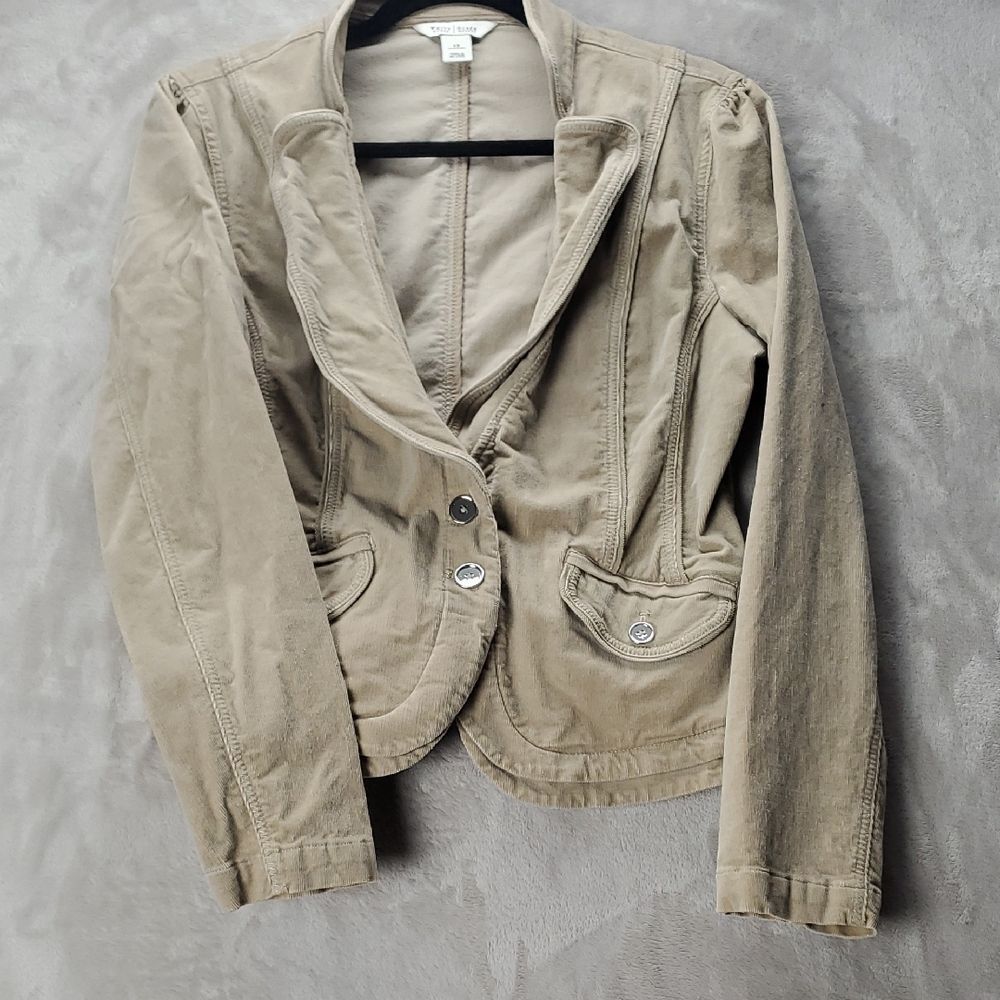 WHITE HOUSE BLACK MARKET | 12 WOMEN'S | COURDOROY CROP JACKET in TAN RN 111459